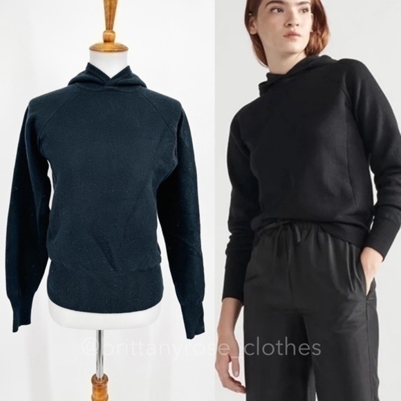 THAKOON Black Extra Fine Merino Wool Blend Knit Pullover Hoodie - Picture 4 of 7